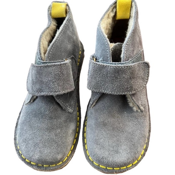 Mini Boden Toddler Boys Gray Velcro Faux Fur Lined Suede Boots Size 29 (US 12) - Picture 4 of 9